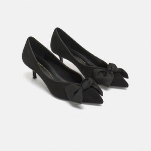 Zara Black Heels with Bow Detail